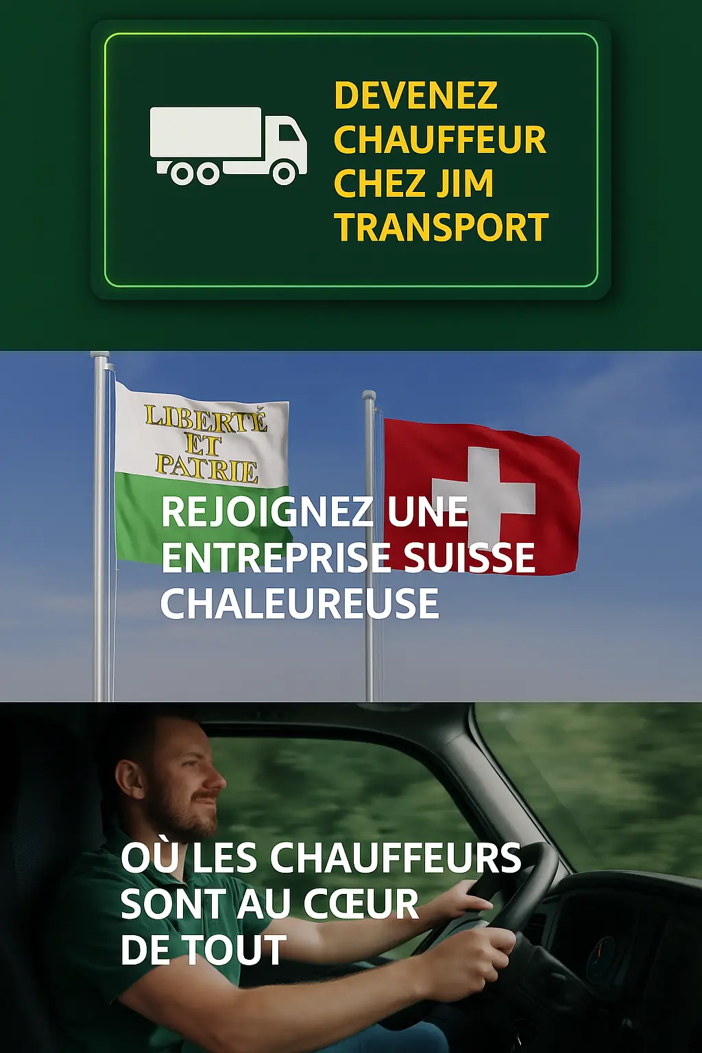 Recrutement de chauffeurs Jim Transport, entreprise suisse de transport