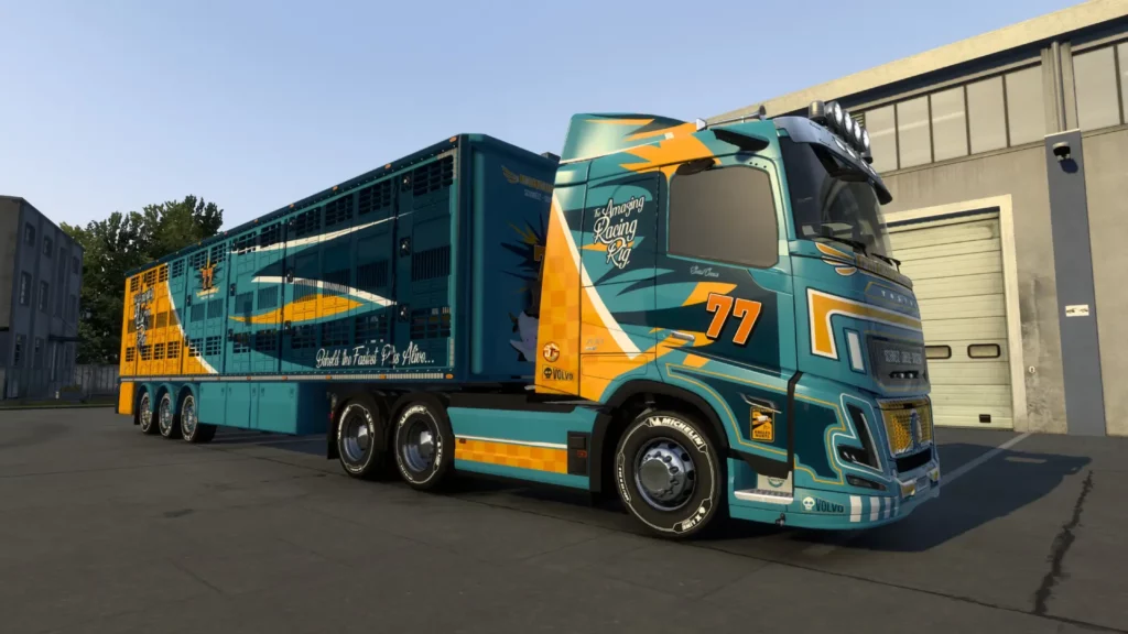 Skin Volvo FH bétaillère Amazing Racing Rig Swiss Cheese Euro Truck Simulator 2