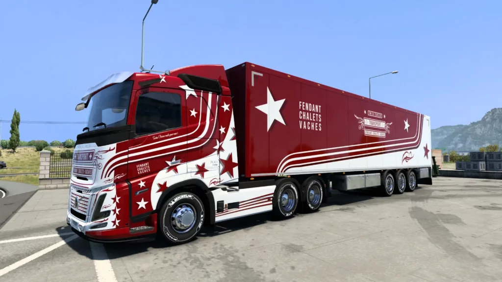 Skin Volvo FH remorque couleurs Valais Suisse Swiss Cheese Euro Truck Simulator 2