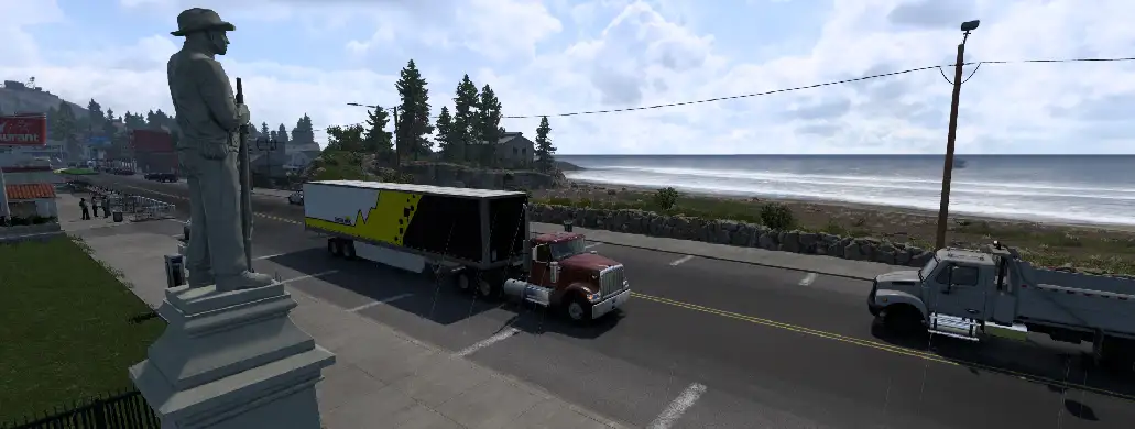 Convoi près de la plage — American Truck Simulator, GUoA