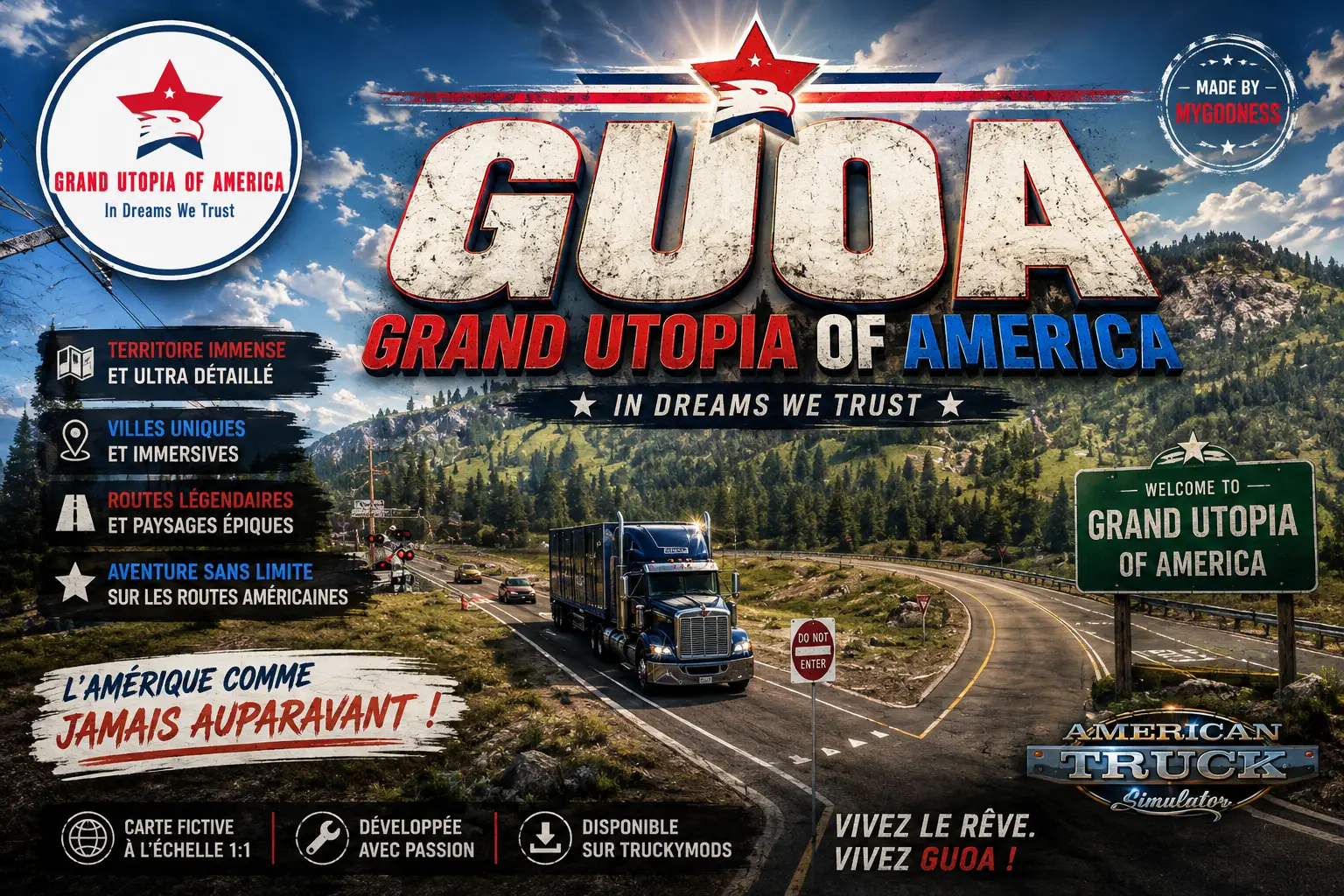 Historique de Grand Utopia of America de MyGodness : dates, versions et évolution de la carte GUOA (ATS)