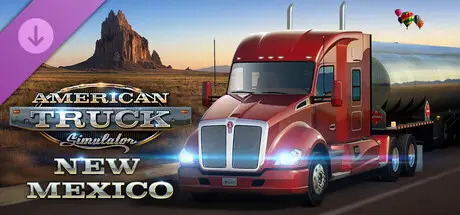 DLC New Mexico pour American Truck Simulator avec camion Kenworth devant Shiprock dans le désert du Nouveau-Mexique