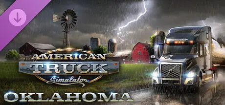 DLC Oklahoma pour American Truck Simulator avec camion Volvo VNL sous un orage dans les Grandes Plaines