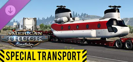 DLC Special Transport pour American Truck Simulator transport d'un fuselage d'hélicoptère en convoi exceptionnel sur remorque surdimensionnée