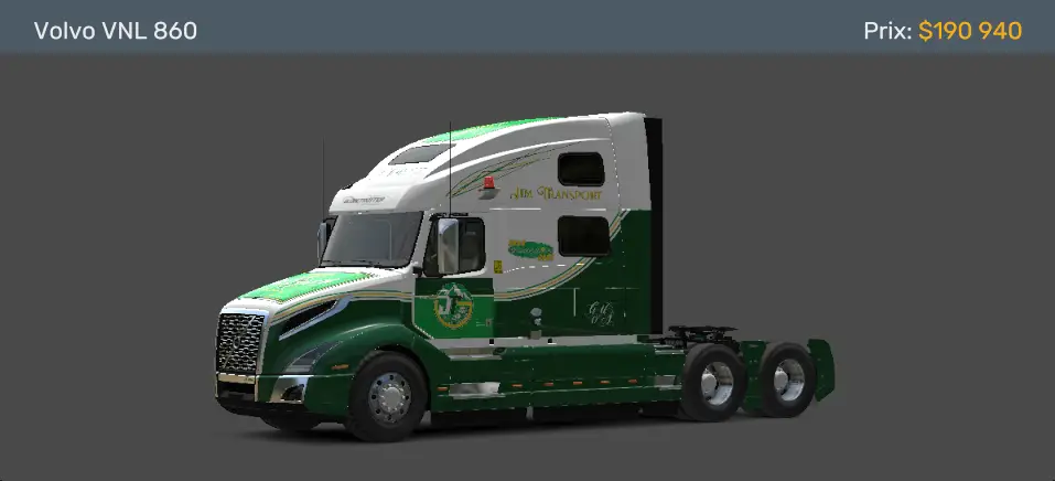 Camion Volvo VNL 860 aux couleurs de Jim Transport dans American Truck Simulator ATS
