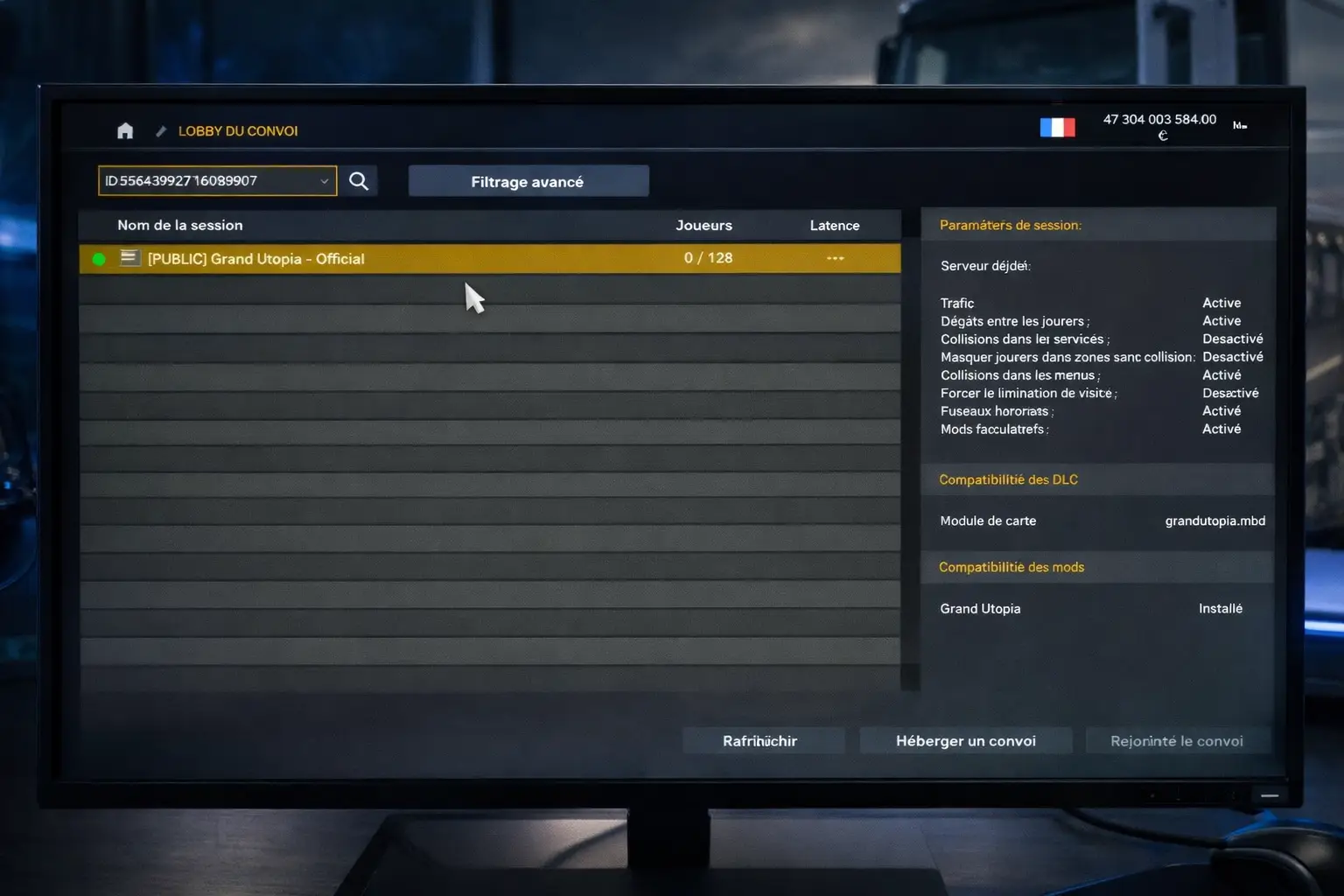 Convoi Grand Utopia 128 joueurs : tutoriel complet ETS2 2026
