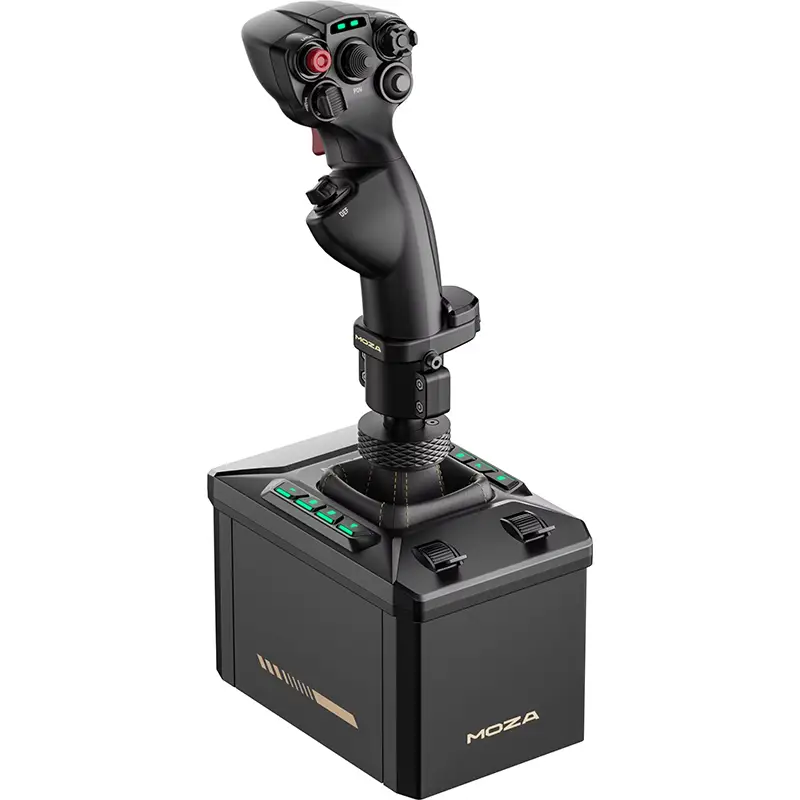 Moza AB6 en configuration duale joystick et shifter — vue comparative des deux usages