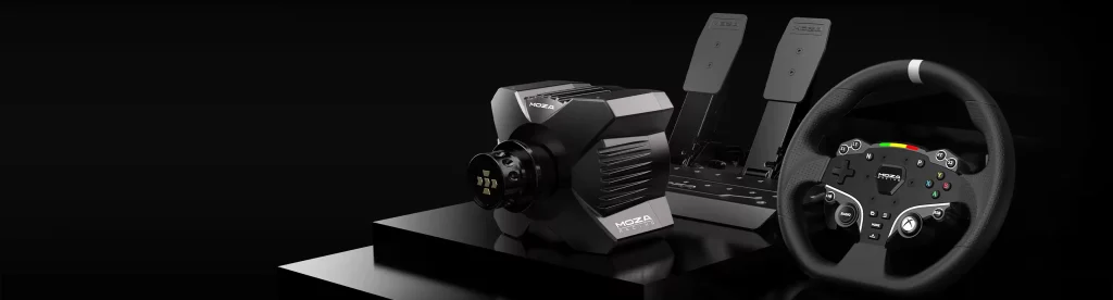 Bundle MOZA R5 avec volant, base direct drive et pédales pour simulateur de course