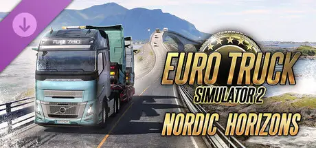 Euro Truck Simulator 2 Nordic Horizons DLC avec camion Volvo sur route côtière scandinave