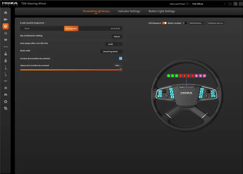 Configuration boutons et LED volant MOZA TSW Euro Truck Simulator 2