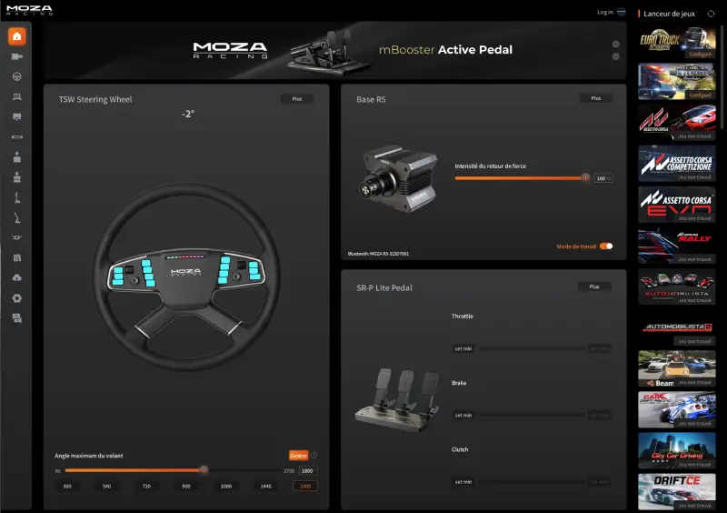 Réglage volant MOZA R5 Euro Truck Simulator 2 force feedback configuration