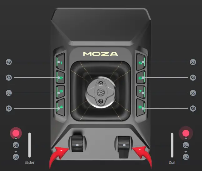 Mapping des boutons et sliders du système MOZA AB6