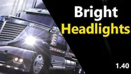 Camion avec phares puissants allumés illustrant le mod Bright Headlights pour améliorer l’éclairage de nuit dans ATS.