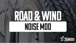 Visuel du mod Road & Wind Noise Sound Mod G4 pour American Truck Simulator, avec gros plan sur un pneu de camion et logo ZeeMods.