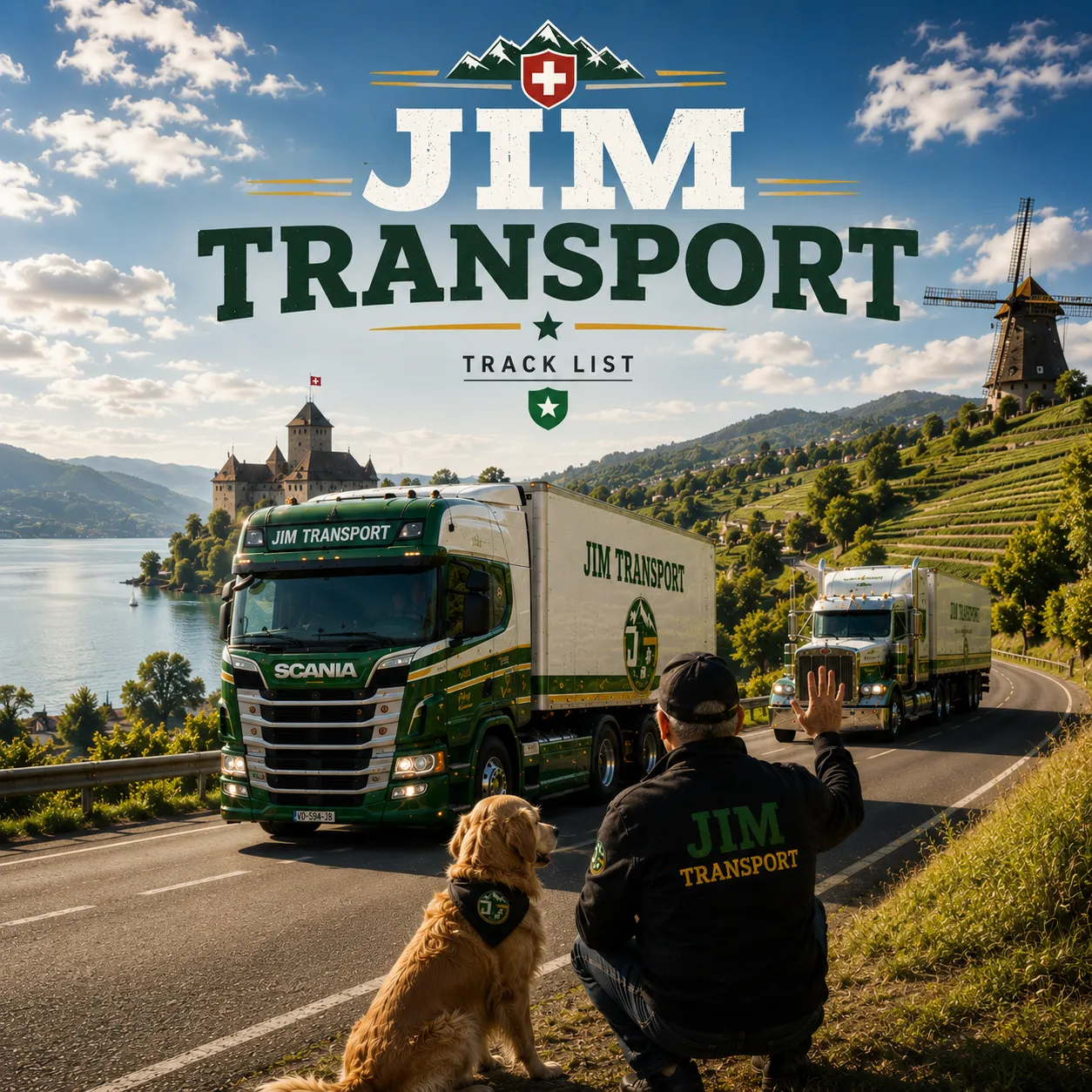 La playlist officielle Jim Transport accompagne chaque kilomètre avec une ambiance country, rock et routière inspirée de la Suisse.