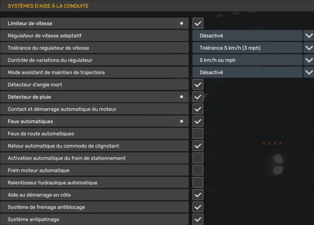 Réglages des aides à la conduite dans ATS - ETS2 1.59 pour une simulation réaliste