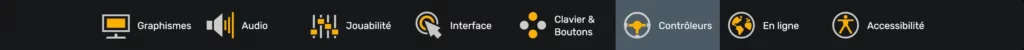 Menu des paramètres contrôleur dans American Truck Simulator et Euro Truck Simulator 2 pour une configuration réaliste du volant et des commandes.