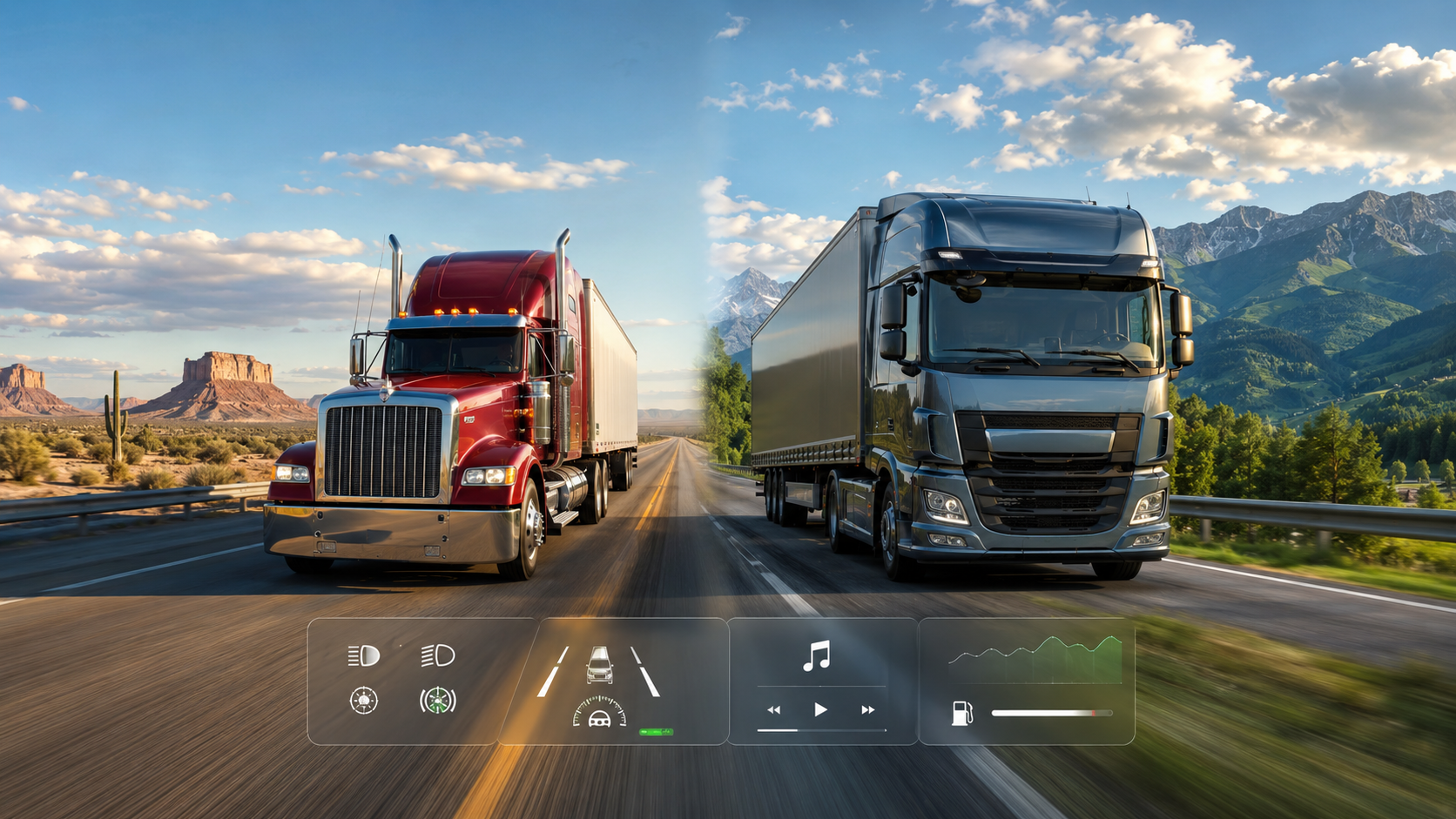 ATS et ETS2 1.61 avec un camion américain, un camion européen et le Multi-Function Display