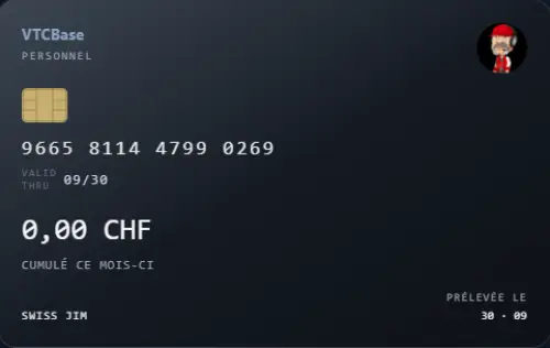 Carte personnelle VTCBase du chauffeur