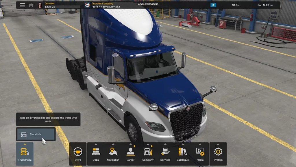 Interface Mode Switch avec les carrières Truck, Car et Coach dans ETS2 et ATS
