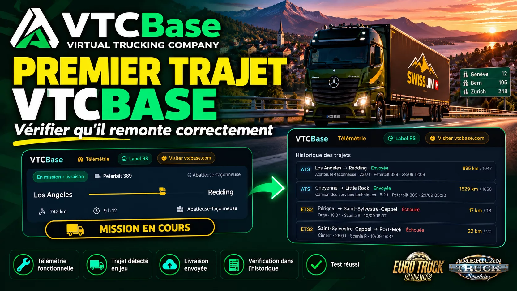 Premier trajet VTCBase : vérifier qu’il remonte correctement