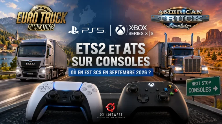 ETS2 et ATS sur consoles PS5 et Xbox Series X|S – état du développement en septembre 2026.