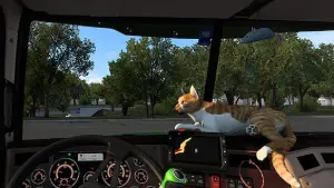 Farsel’s Cab Cats avec un chat dans la cabine sur Euro Truck Simulator 2.