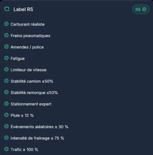 Label RS VTCBase avec les 12 réglages de réalisme validés