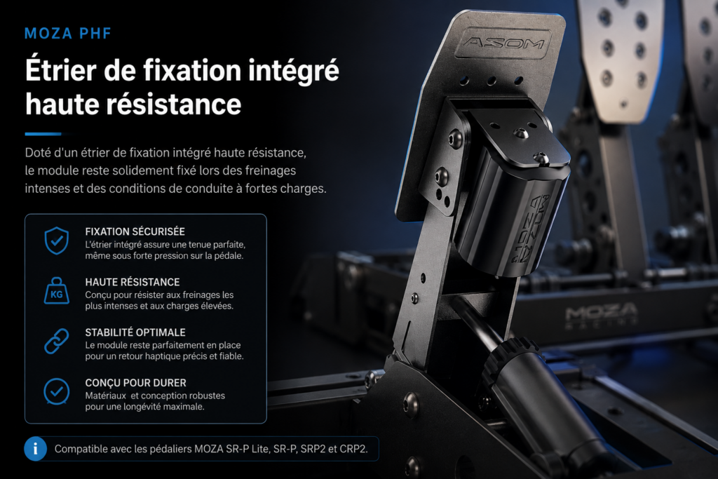MOZA PHF Pedal Haptic Feedback Module, module de retour haptique pour pédale.
