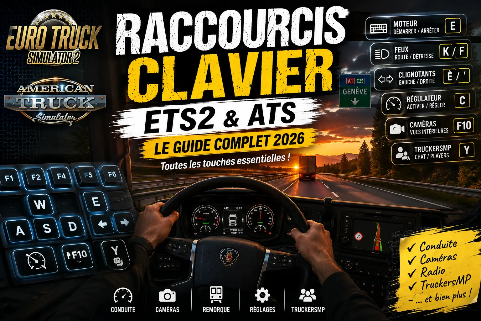 Raccourcis clavier ETS2 et ATS : les touches essentielles à connaître en 2026