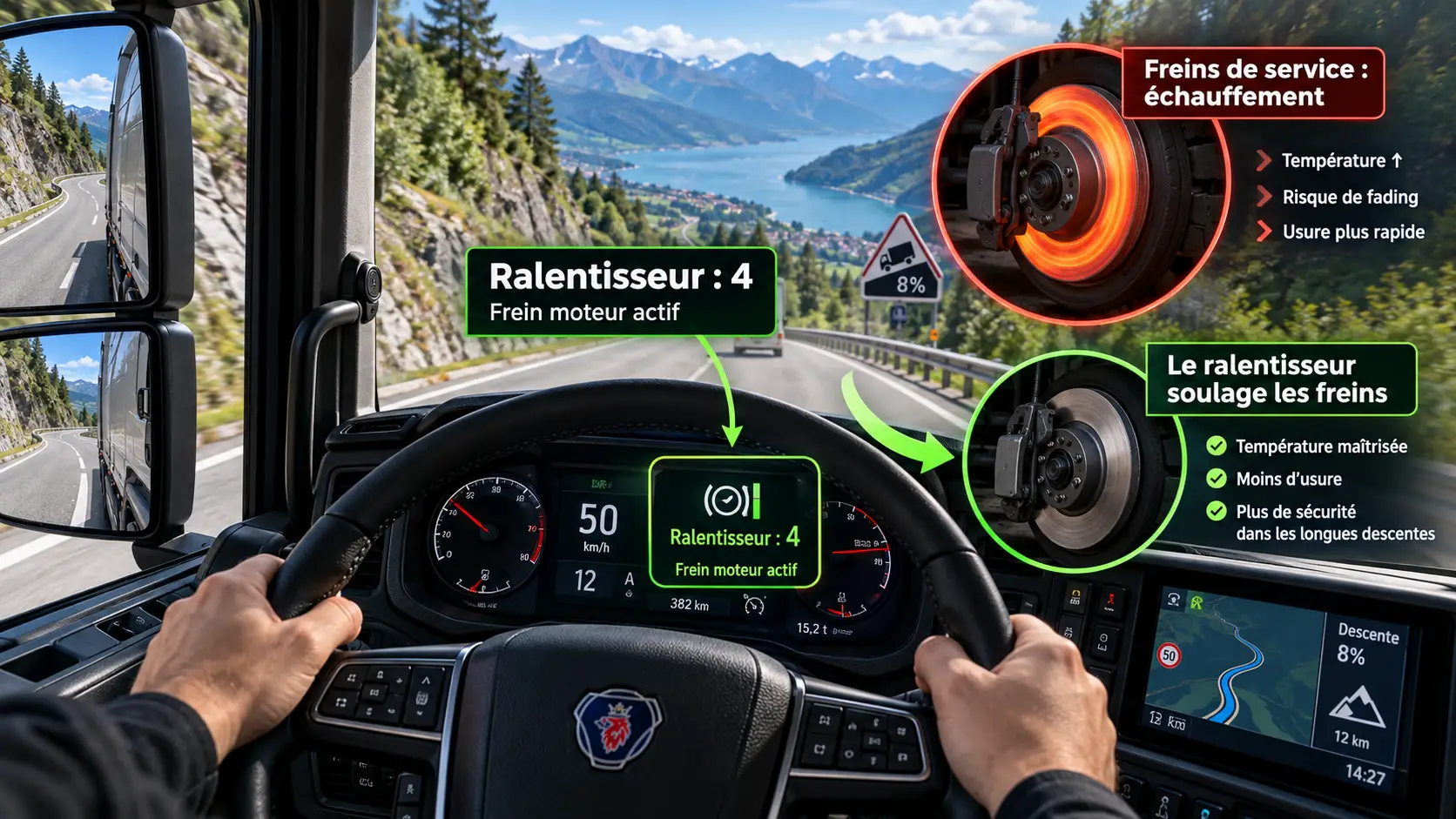 Frein moteur ETS2 ATS : guide complet du ralentisseur et Jake Brake